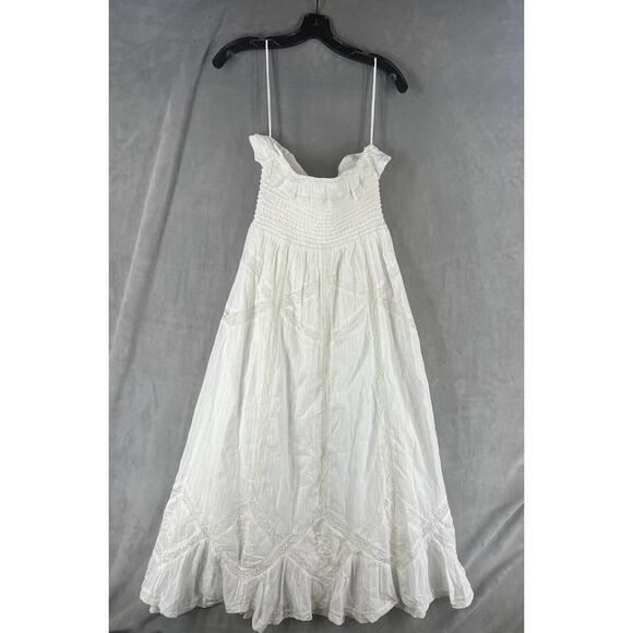 Free People Hi Hello Stocked Lace Trim Midi Dress Size Medium White Strapless - Picture 6 of 12
